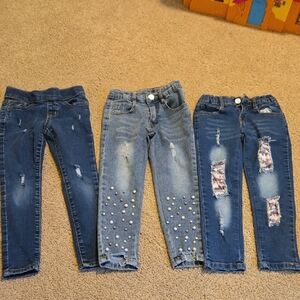 Stylish Distressed Kids' Jeans Trio Size 4